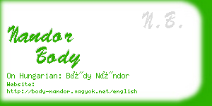 nandor body business card